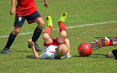 Children are playing soccer