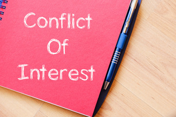 Conflict of interest write on notebook
