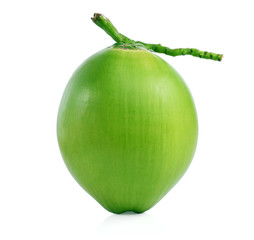Green coconut fruit isolated on white background.