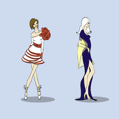  Hand-drawn fashion model