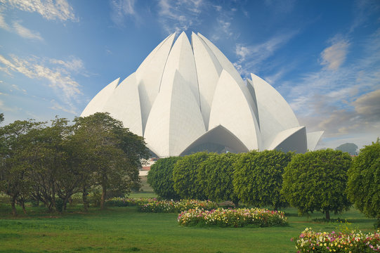 The Lotus Temple, located in New Delhi, India.