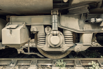 Obraz na płótnie Canvas Old train wheel on a track