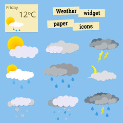 Paper icons weather / Weather widget icons for  different weather events
