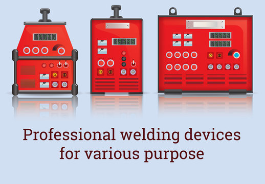 Set of three welding machines / Three professional welders for different purposes