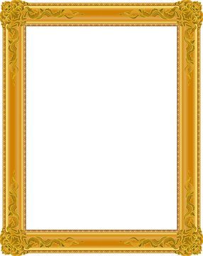 gold photo frame floral vector for picture