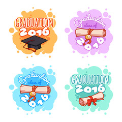 Four badges for 2016 graduation ceremony.