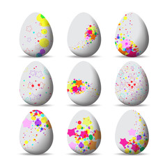 Set colorful Easter eggs and happy easter