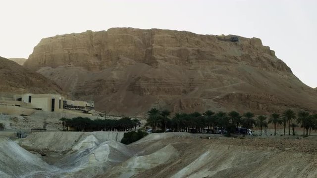 Royalty Free Stock Video Footage of Mount Masada at sundown shot in Israel at 4k with Red.
