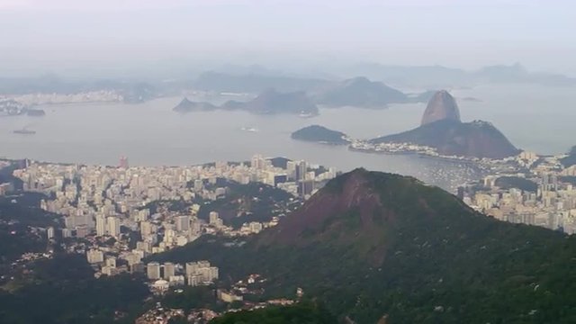 Aerial footage of Rio de Janeiro cityscape.