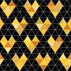 Fototapeta premium Valentine's Day Glitter Gold Seamless Pattern - Retro Geometric