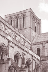 Winchester Cathedral, England, UK in Black and White Sepia Tone