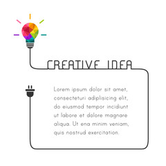 Creative idea concept with text frame and colorful lightbulb 