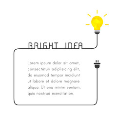 Fototapeta na wymiar Bright idea concept with text box and shining lightbulb 