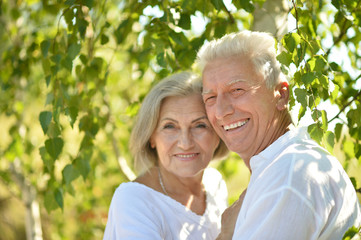 mature couple   in summer park