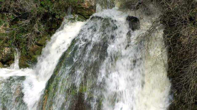 Royalty Free Stock Video Footage of top of Tahana Waterfall shot in Israel at 4k with Red.