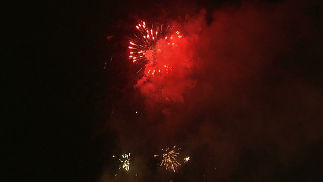 Royalty Free Stock Footage of Shot of fireworks in the night sky.