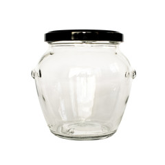 Empty jar on white background