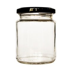 Empty jar on white background