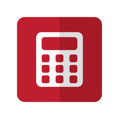 White Calculator flat icon on red rounded square on white
