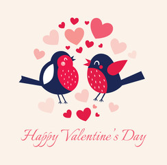 Valentine's day illustration with birds