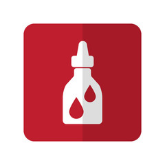 White Medicine Bottle flat icon on red rounded square on white