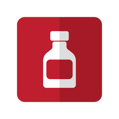 White Medicine Bottle flat icon on red rounded square on white