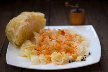 Sauerkraut salad with pepper and cayenne pepper	