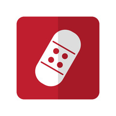White Adhesive Bandage flat icon on red rounded square on white