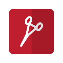 White Surgical Clamps flat icon on red rounded square on white