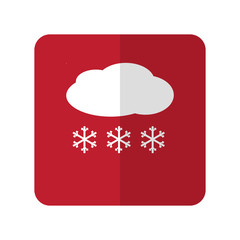 White Snow flat icon on red rounded square on white