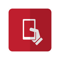 White Smartphone  flat icon on red rounded square on white