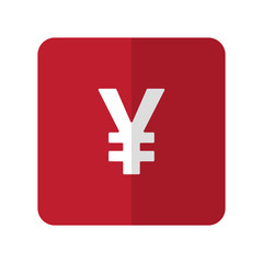 Obraz premium White Yen flat icon on red rounded square on white