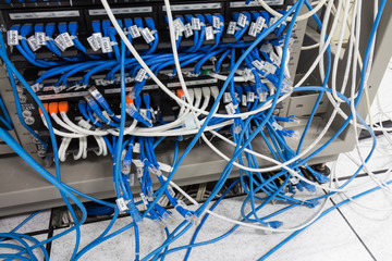 Local area network switch and un twice pair Ethernet cables.