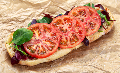 Vegetarian ciabatta, sandwich with vegetables