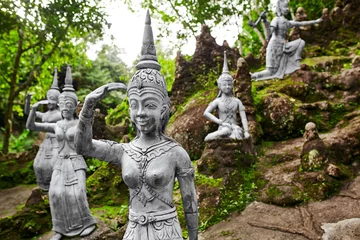 Foto auf Acrylglas Buddha Thailand. Amphitheater Of Human And Deities Stone Statues In Buddha Magic Garden Or Secret Buddha Garden In Koh Samui Island. Place For Relaxation And Meditation. Buddhism. Travel To Asia, Tourism. 