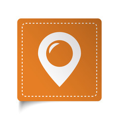 White flat Place icon on orange sticker