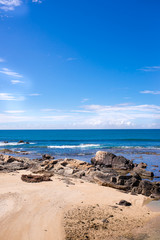 stones on the beach at sunset in Sri Lanka