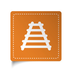 White flat Railroad icon on orange sticker