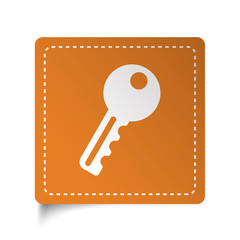 White flat Key icon on orange sticker