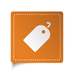 White flat Tag icon on orange sticker
