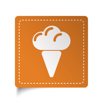 White flat Ice Cream icon on orange sticker