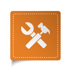 White flat Service icon on orange sticker