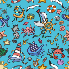 Doodle pattern sea