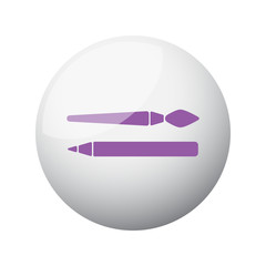 Flat purple Paintbrush icon on 3d sphere