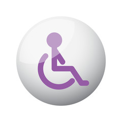Flat purple Wheel Chair icon on 3d sphere