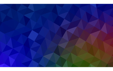 Multicolor dark blue, yellow, orange polygonal design illustration, which consist of triangles and gradient in origami style.