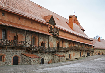 Fototapeta premium Inner yard of Castle in Trakai. Lithuania
