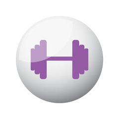 Flat purple Dumbbell icon on 3d sphere