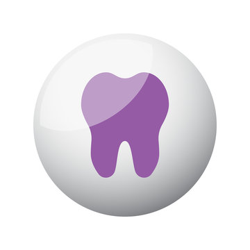 Flat purple Tooth icon on 3d sphere