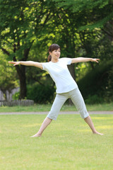 Japanese woman doing workout